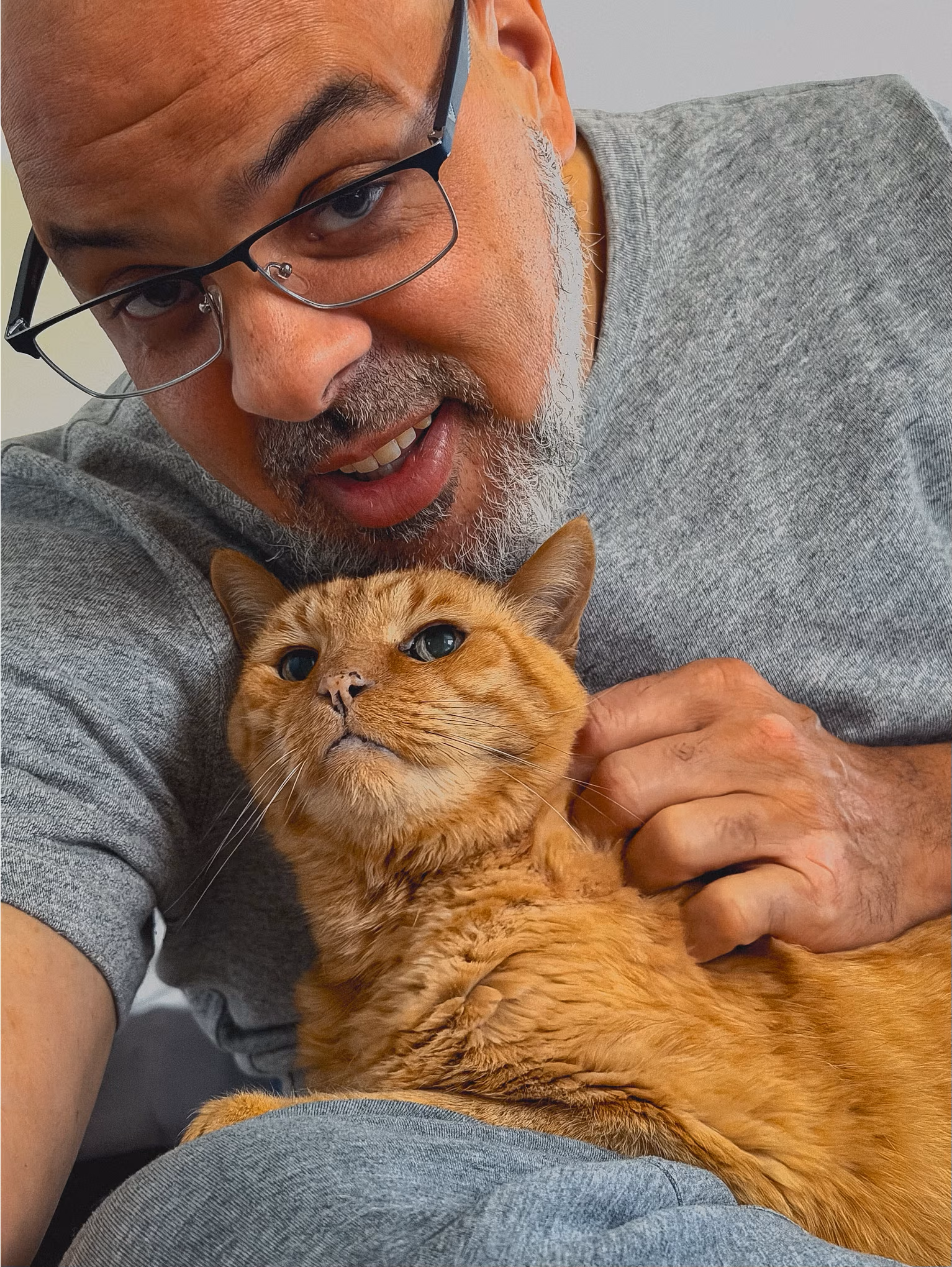 Marc Manley with his cat