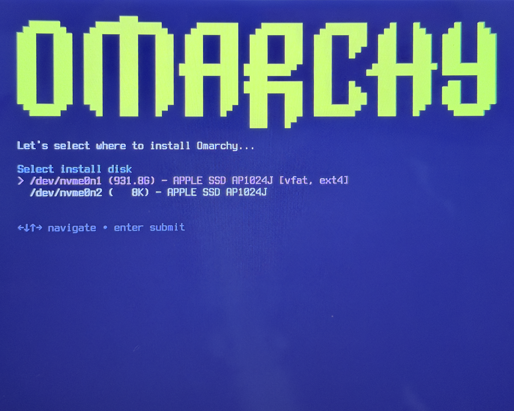 Omarchy install screenhot